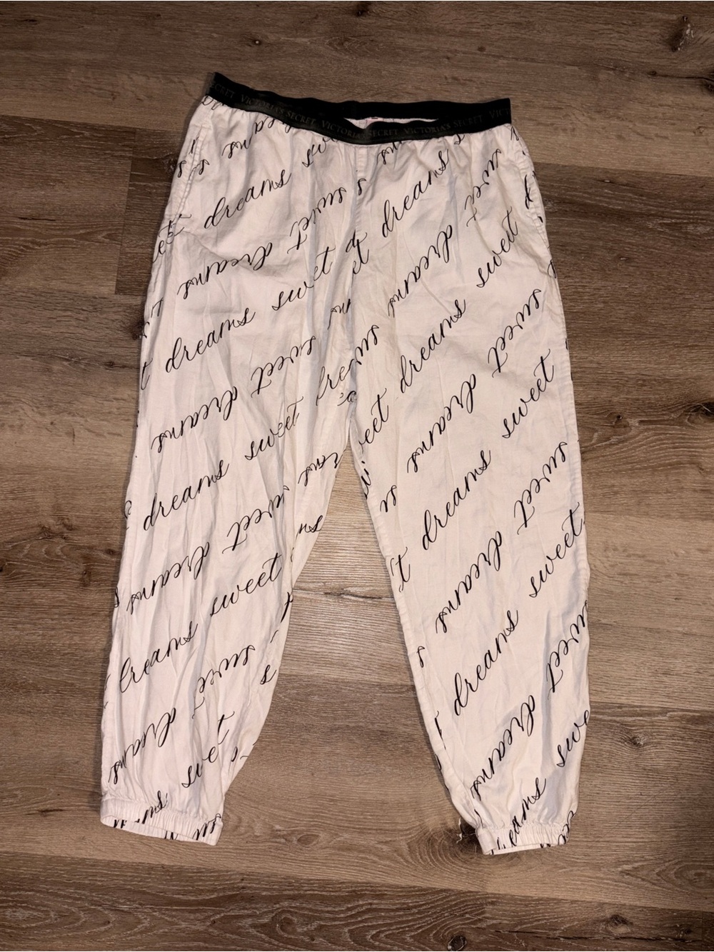 Victoria's Secret White Pajama Pants with Black Script
